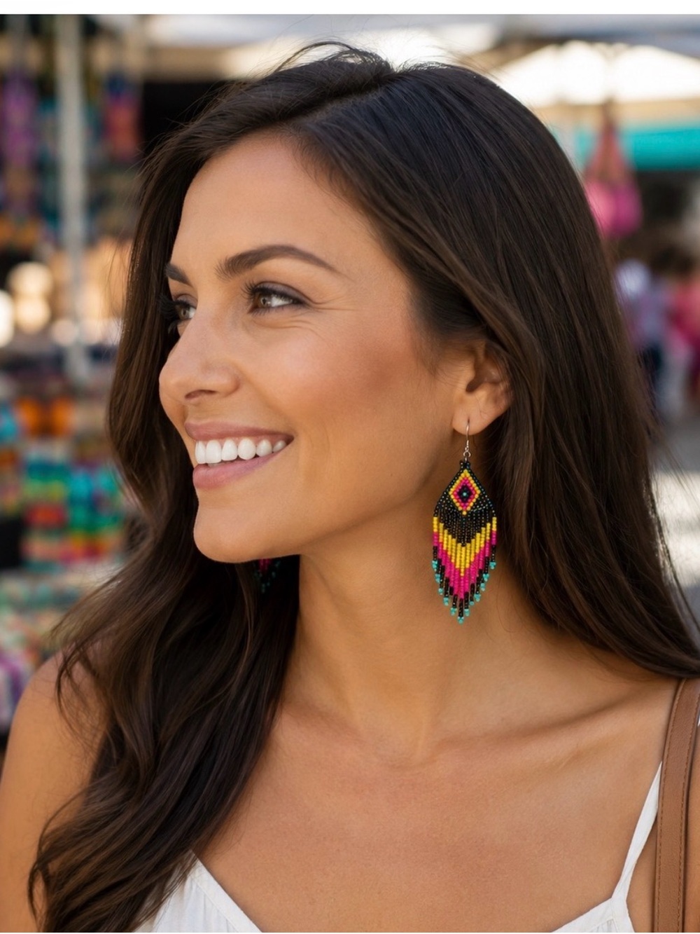 Vibrant boho beaded earrings